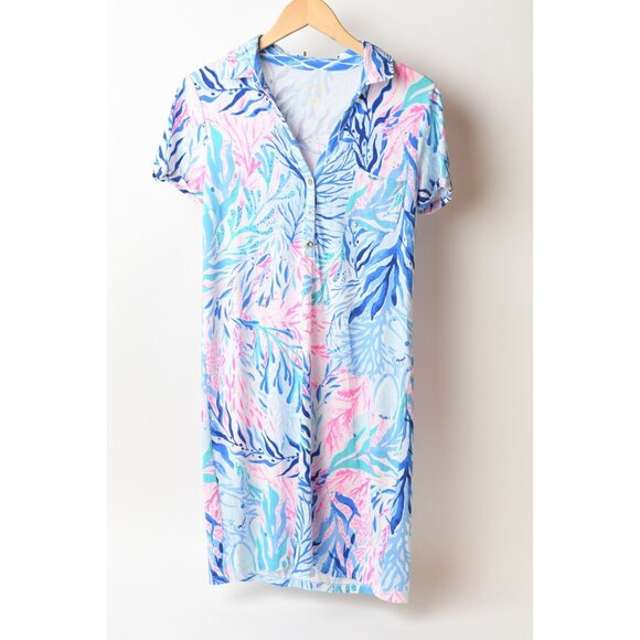 Lilly Pulitzer Women's 3/4 Sleeve Blue Pink Floral Pattern Dress Size S - Picture 1 of 11